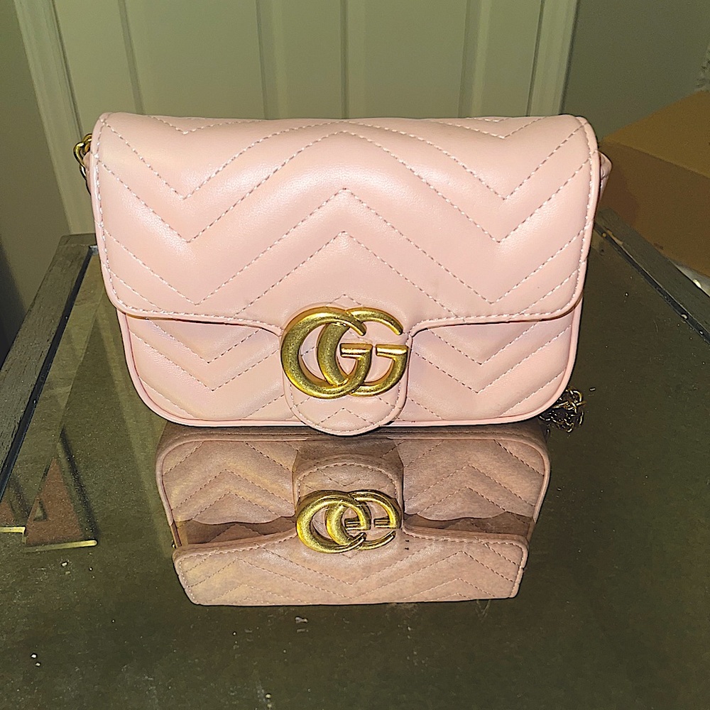 Pink Gucci Marmont super mini bag